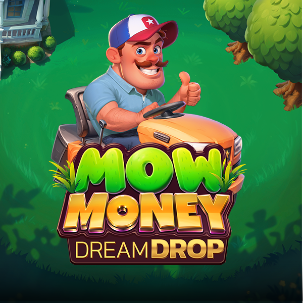 Mow Money social game interface showing lawn mowing gameplay